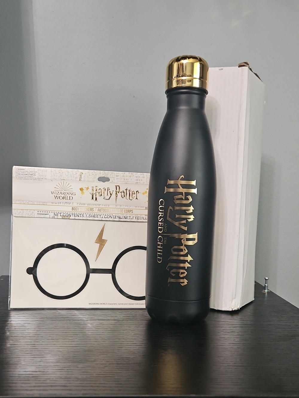 Harry Potter Black & Gold Insulated Water (Cursed Child) Bottle & Body Sticker.